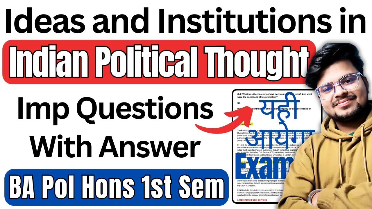Ideas and Institutions in Indian Political Thought: Imp Question With Answer BA Pol Hons 1st Sem SOL