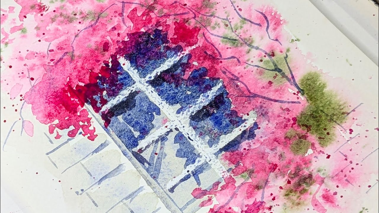 Using a White Crayon to Mask Watercolours? | Vintage Watercolor Window Tutorial | Watercolor Tips