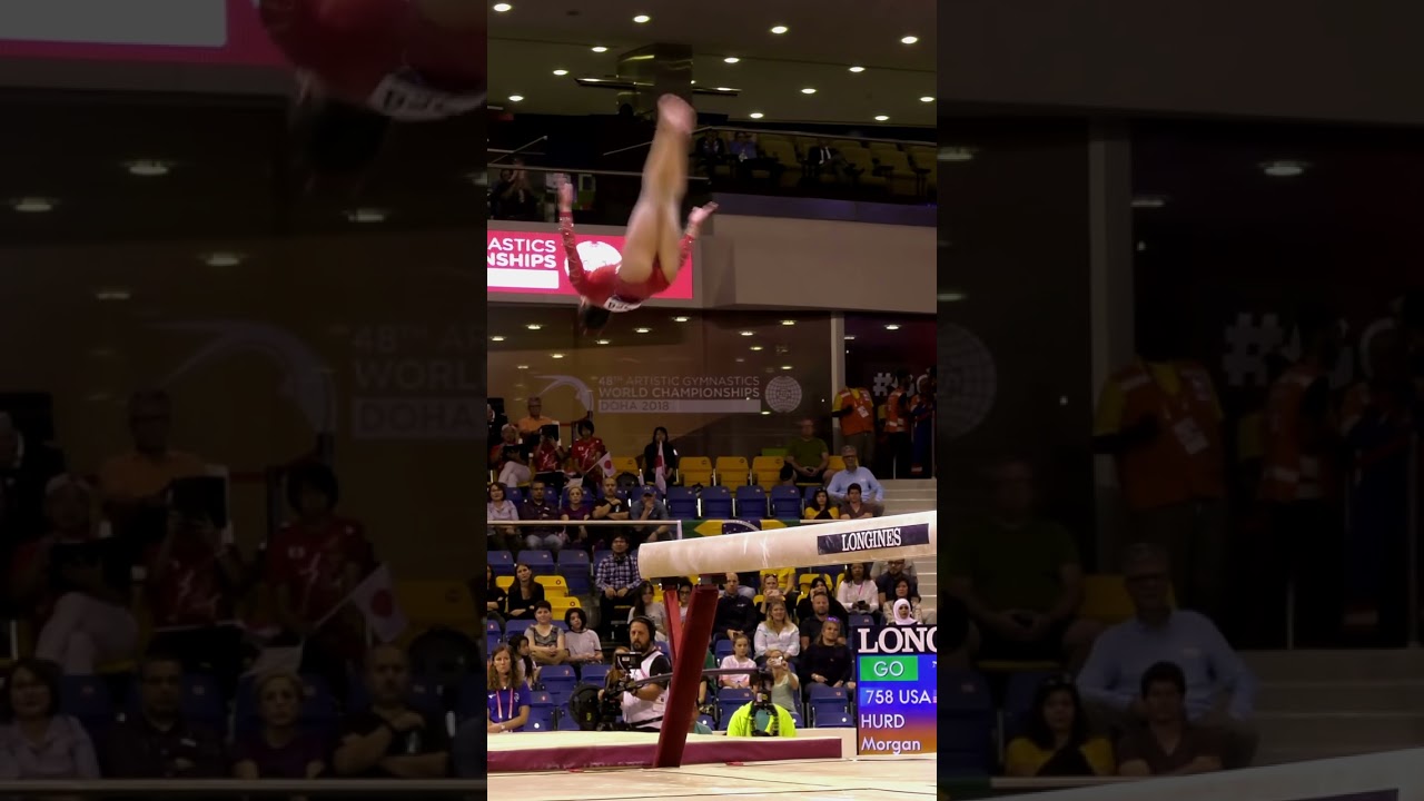 Morgan Hurd Slow Motion Balance Beam Doha 2018 Artistic World Championships All Around Part 6 of 6