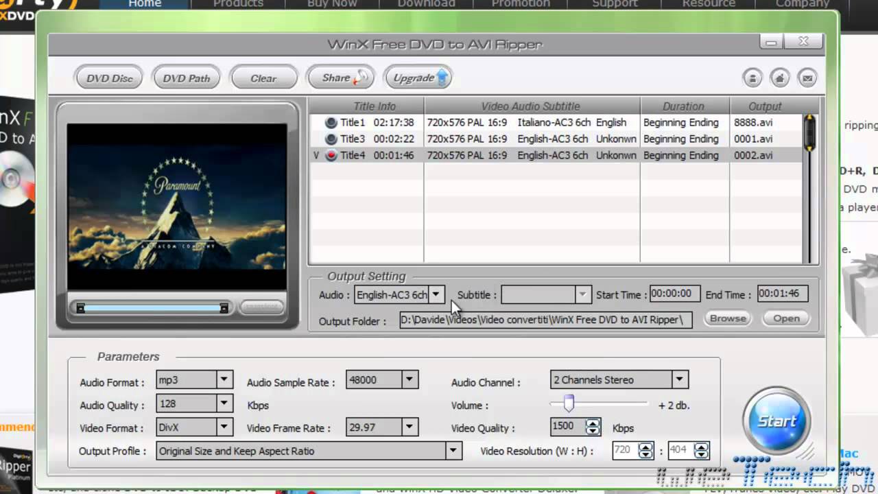 WinX Free DVD to AVI Ripper: come rippare i DVD e convertirli direttamente in DivX