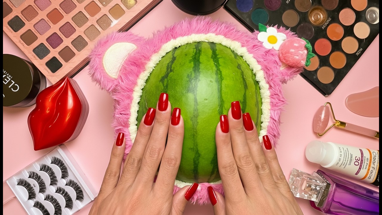 ASMR Makeup on Watermelon 🍉 ( no Talking)
