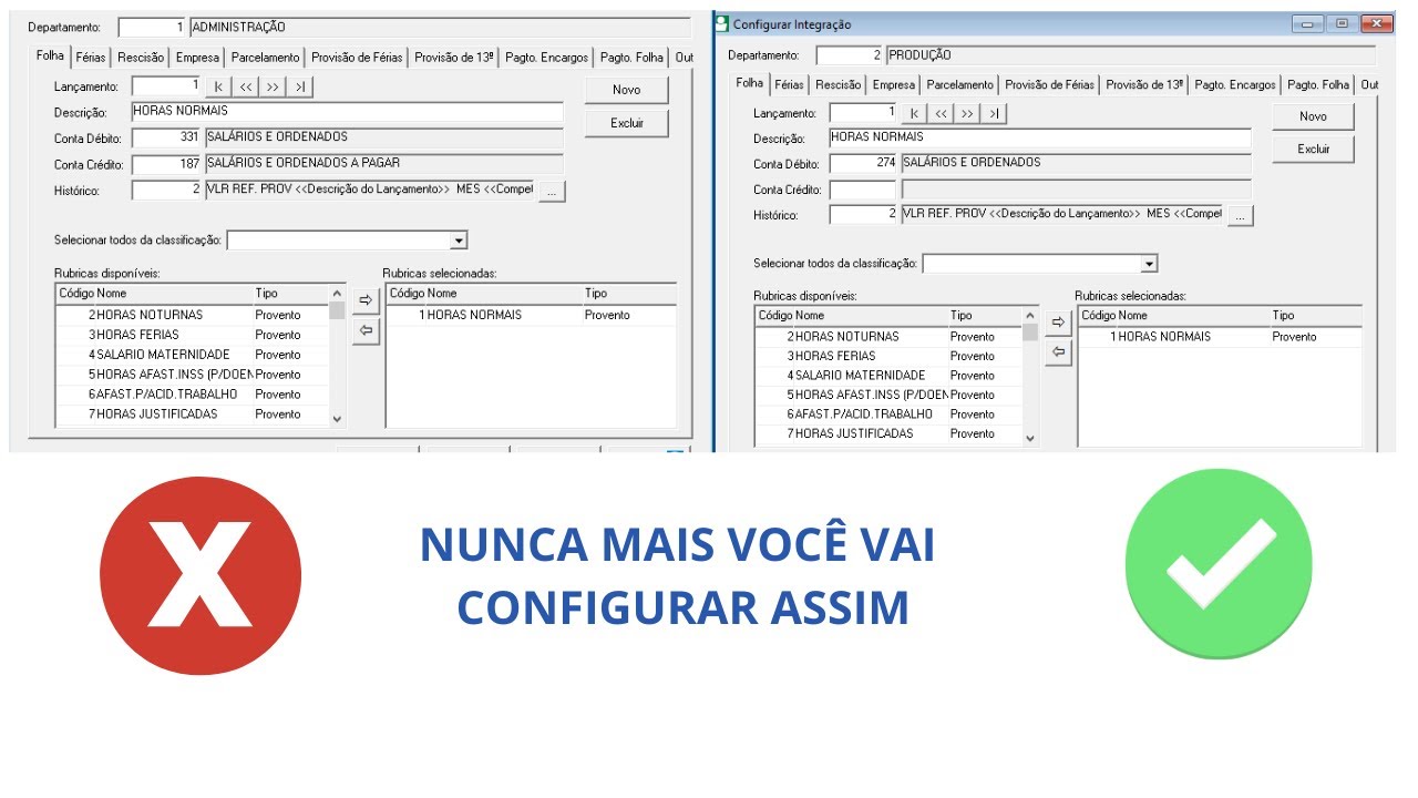 INTEGRAÇÃO DE FOLHA DOMINIO SISTEMAS