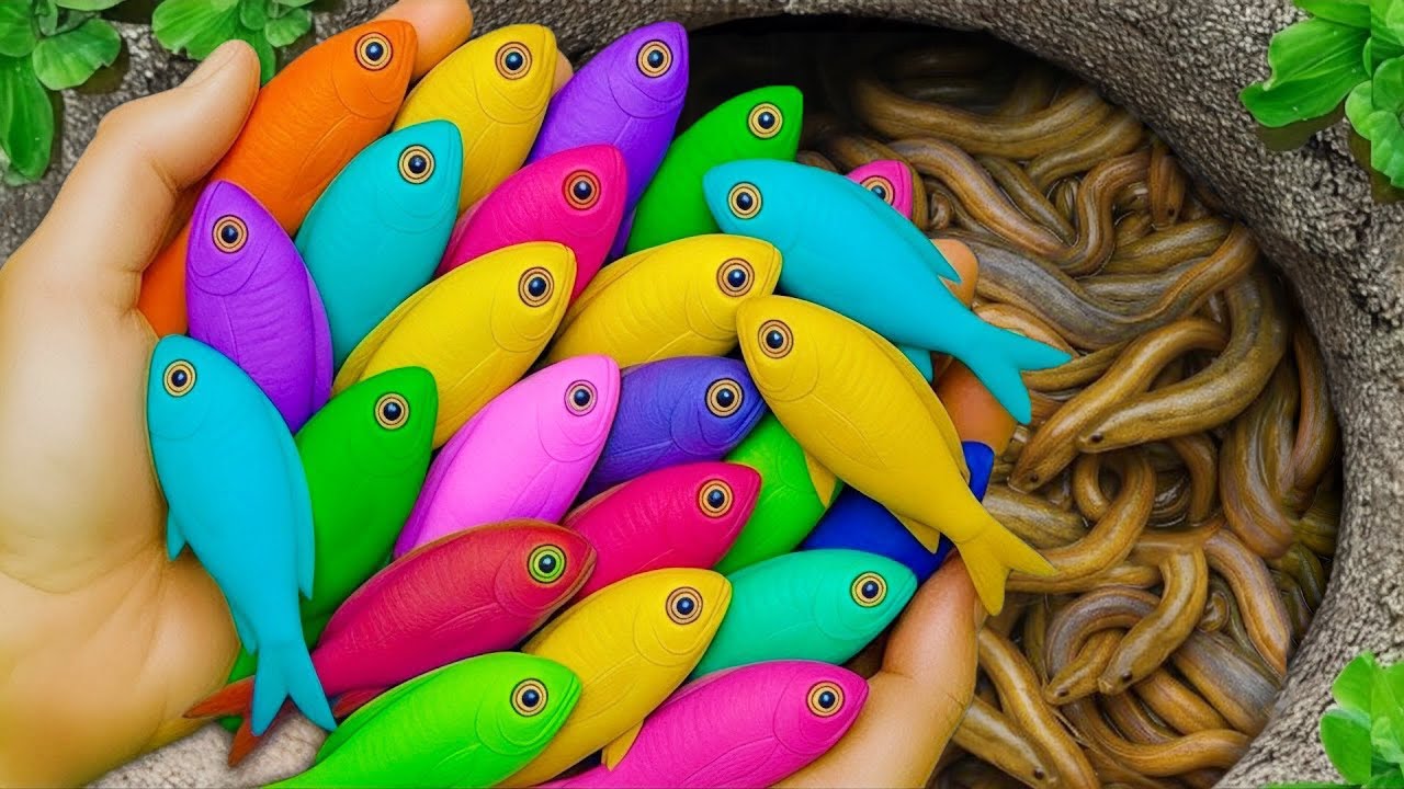 Catch beautiful aquarium fish in small pond baby turtles, eel, koi, guppies, pencil fish, betta fish