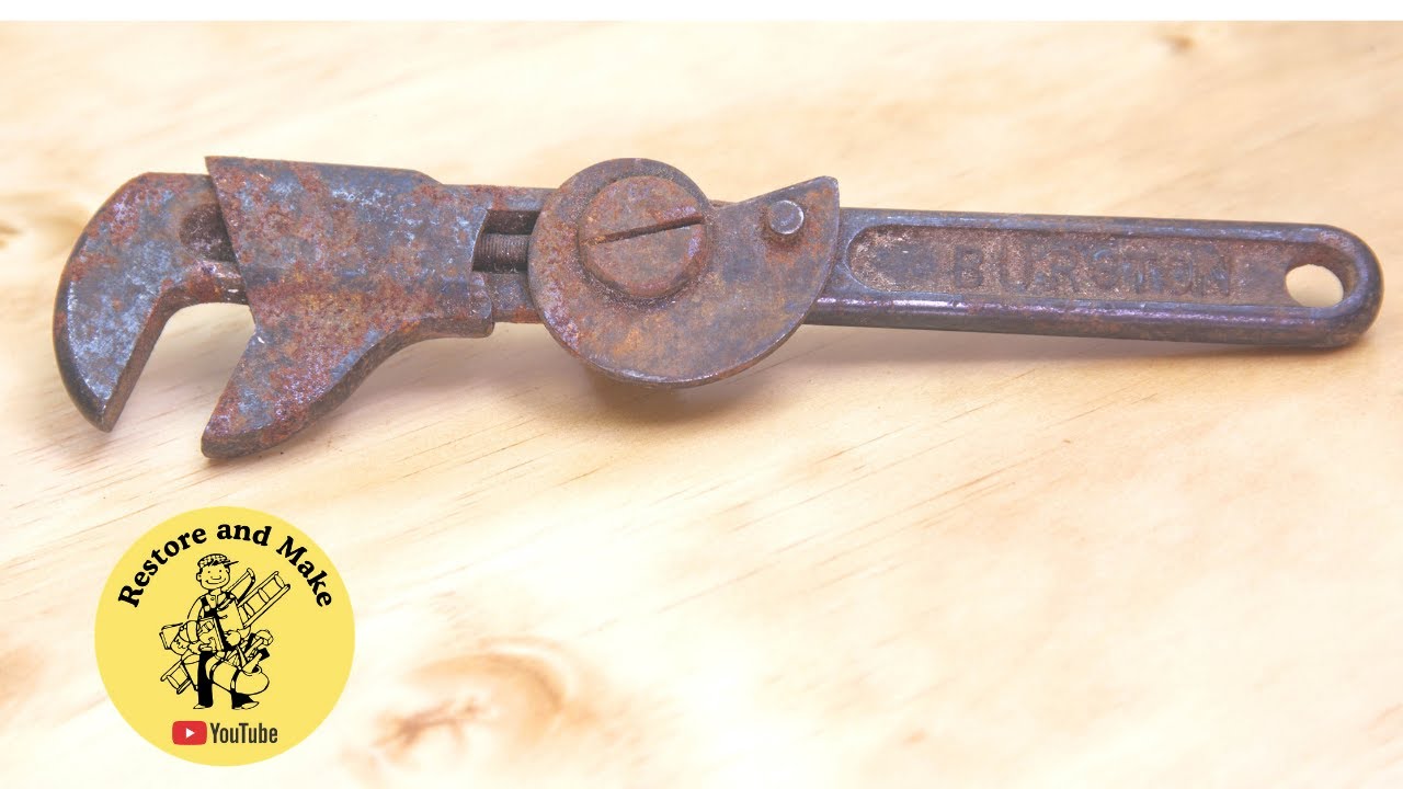 Vintage Rusty Wrench Restoration - Antique Adjustable Spanner Restored - asmr