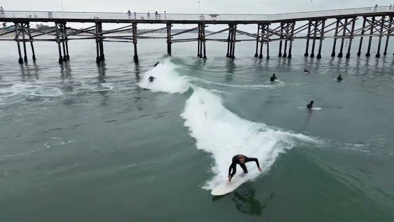 Crystal Pier in Pacific Beach - Full Surf Session Unedited Drone Footage from June 16, 2023 AM