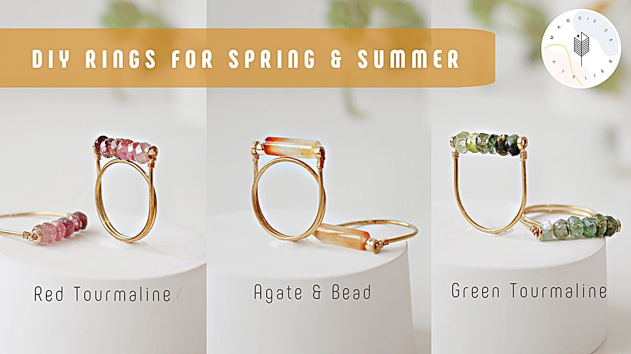 How to Make DIY Wire Rings for Spring and Summer | Handmade Jewelry with Tourmaline & Agate