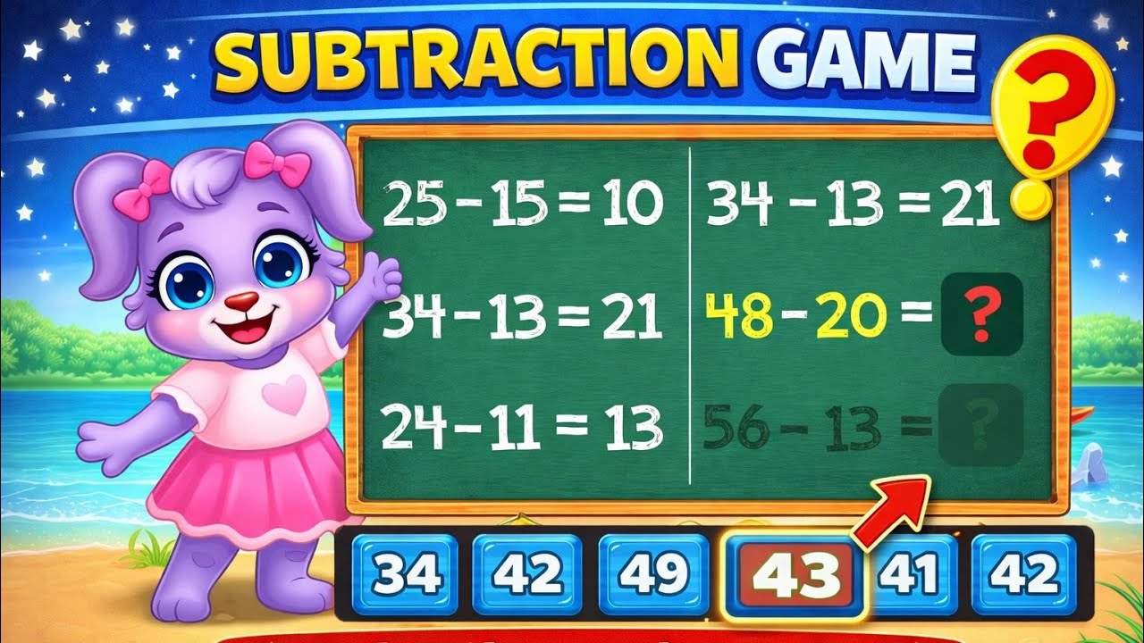 Kids Math Puzzle 🧠 | Subtraction Game for Kids | Find the Correct Answer | Baby Learning Game 🎮