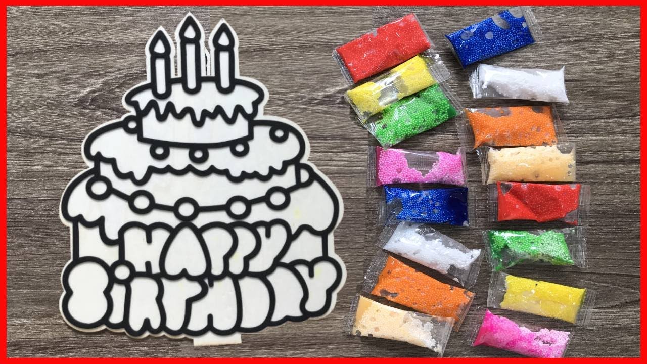 How to birthday cake with foam slime - Easy slime painting (Chim Xinh channel)