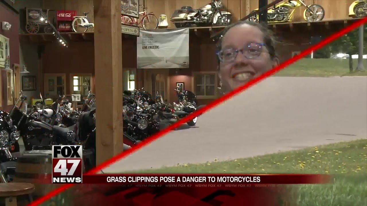 Bikers warn people of grass clippings
