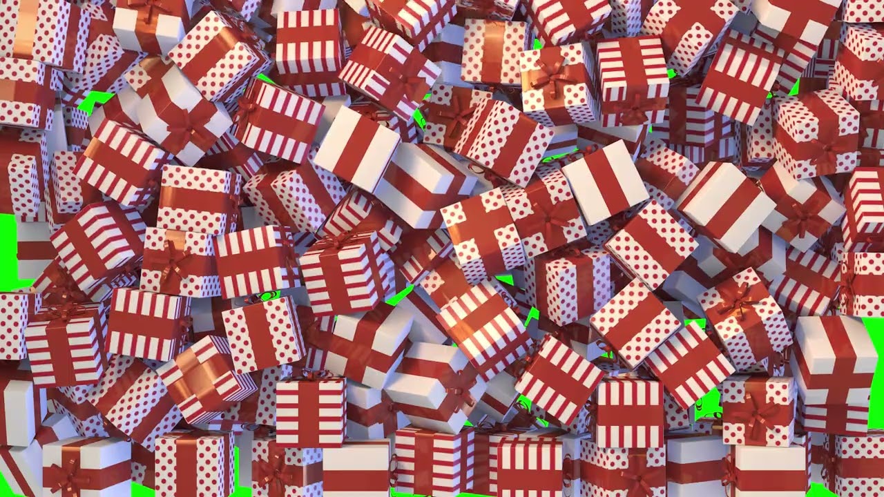 Gifts falling green screen