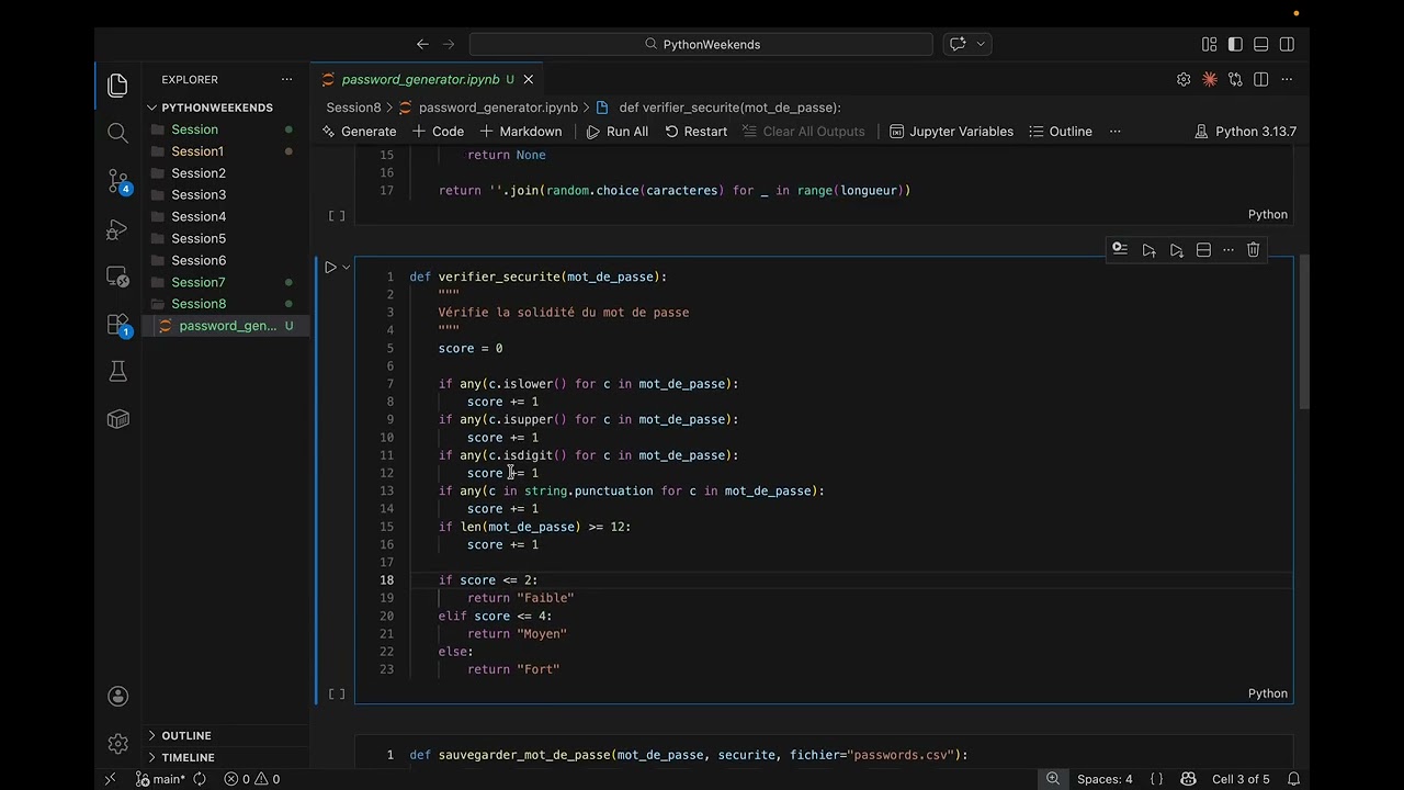 Python Weekends #8 Générateur de mot de passe sécurité 