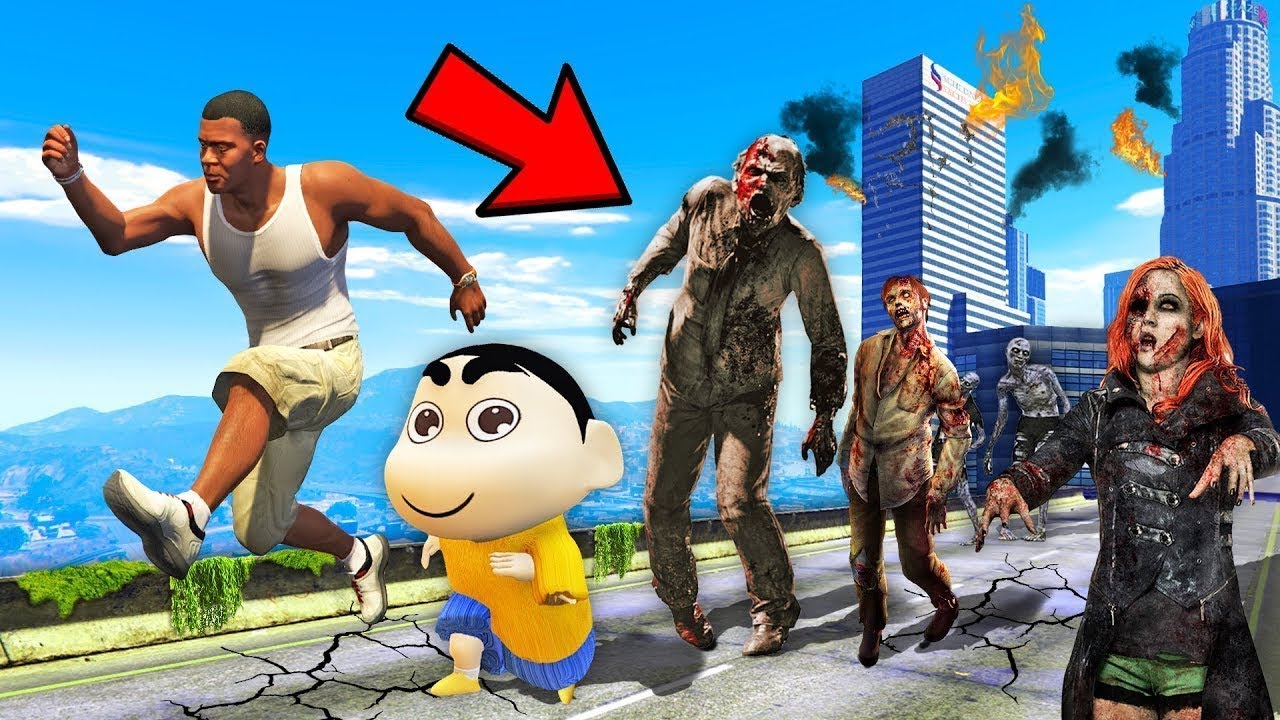 GTA 5 : Franklin Shinchan & Pinchan Hide In Their Bunker From Zombie Apocalypse in GTA 5!