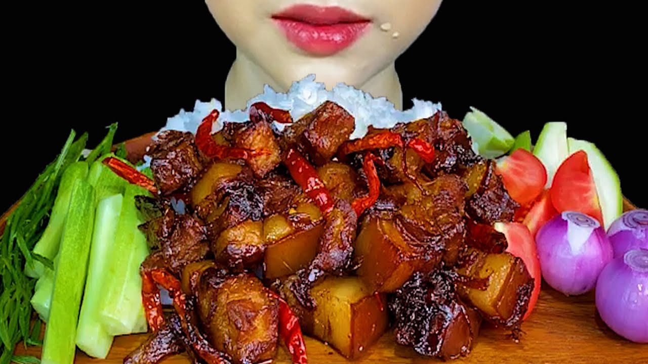 Braised Pork Belly * MUKBANG SOUNDS *
