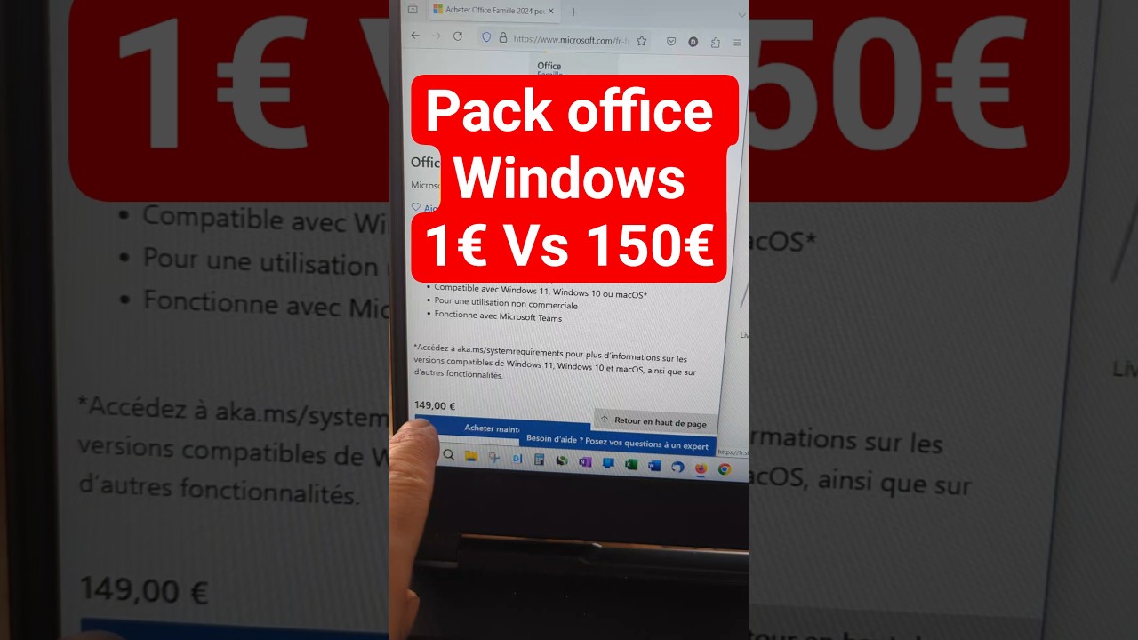Pack office / Windows 150 &euro; vs 1 &euro; 🫷