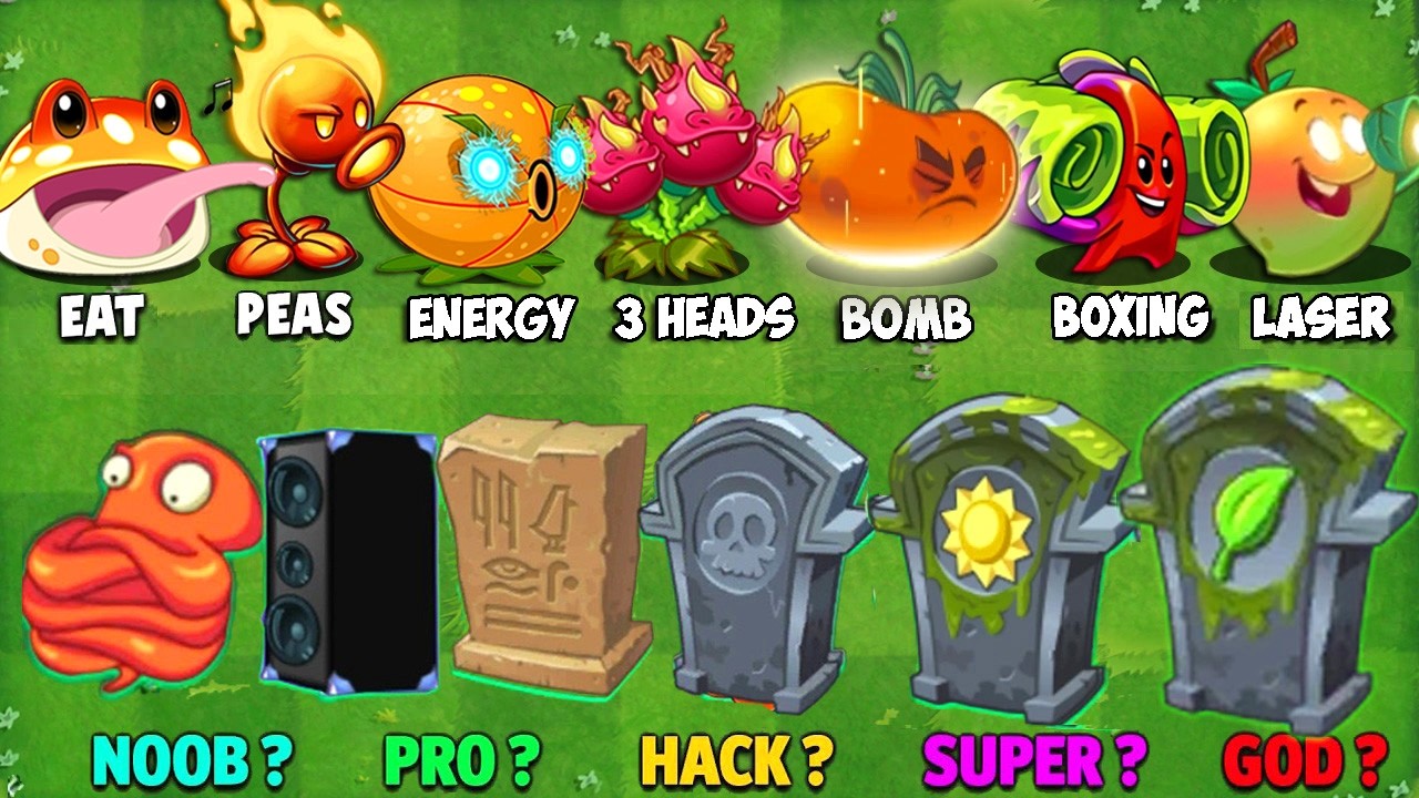 All ORANGE & RED Plants Vs Team Gravestones Battlez - Who Will WIn? - PVZ 2 Plant vs Plant