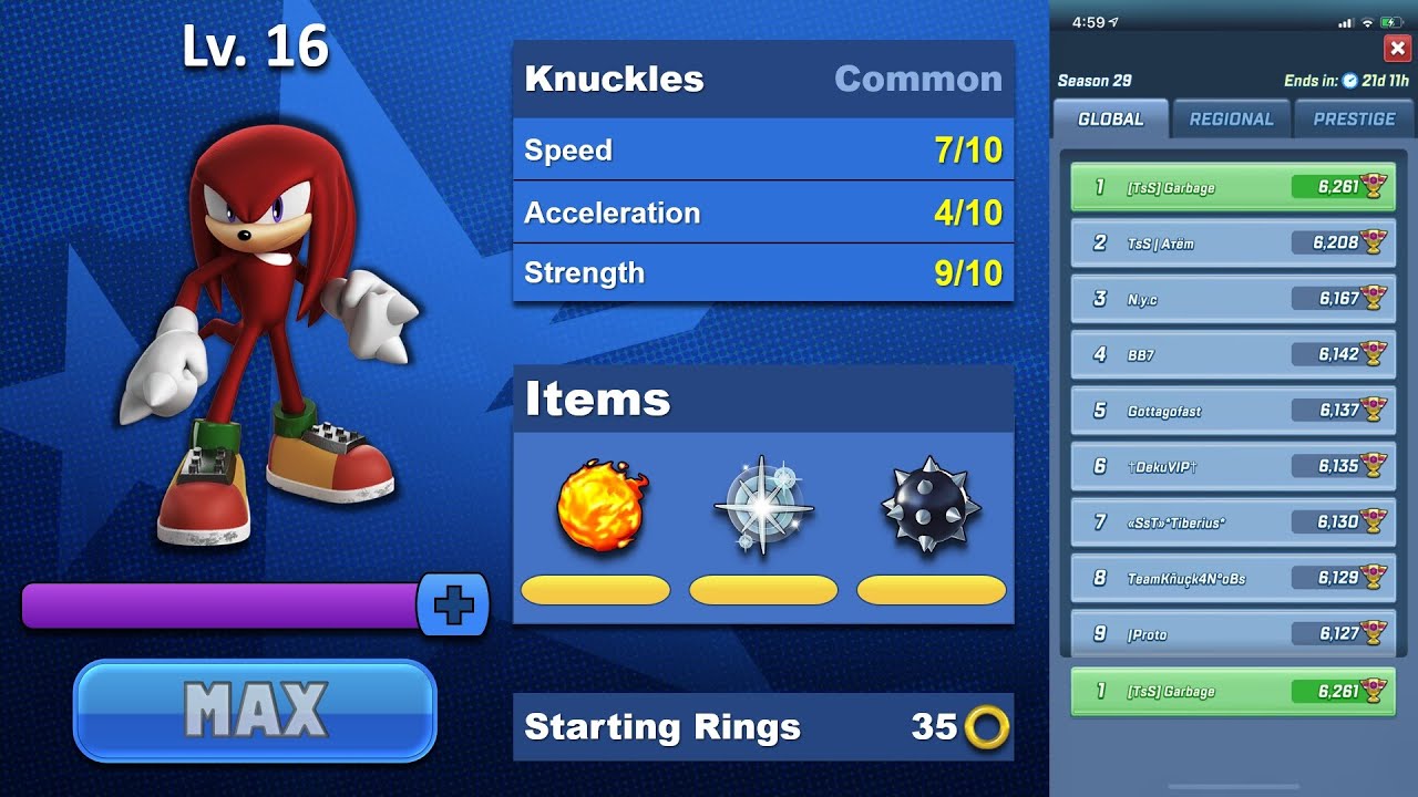 Sonic Forces Speed Battle - Knuckles Gameplay (Max Level)