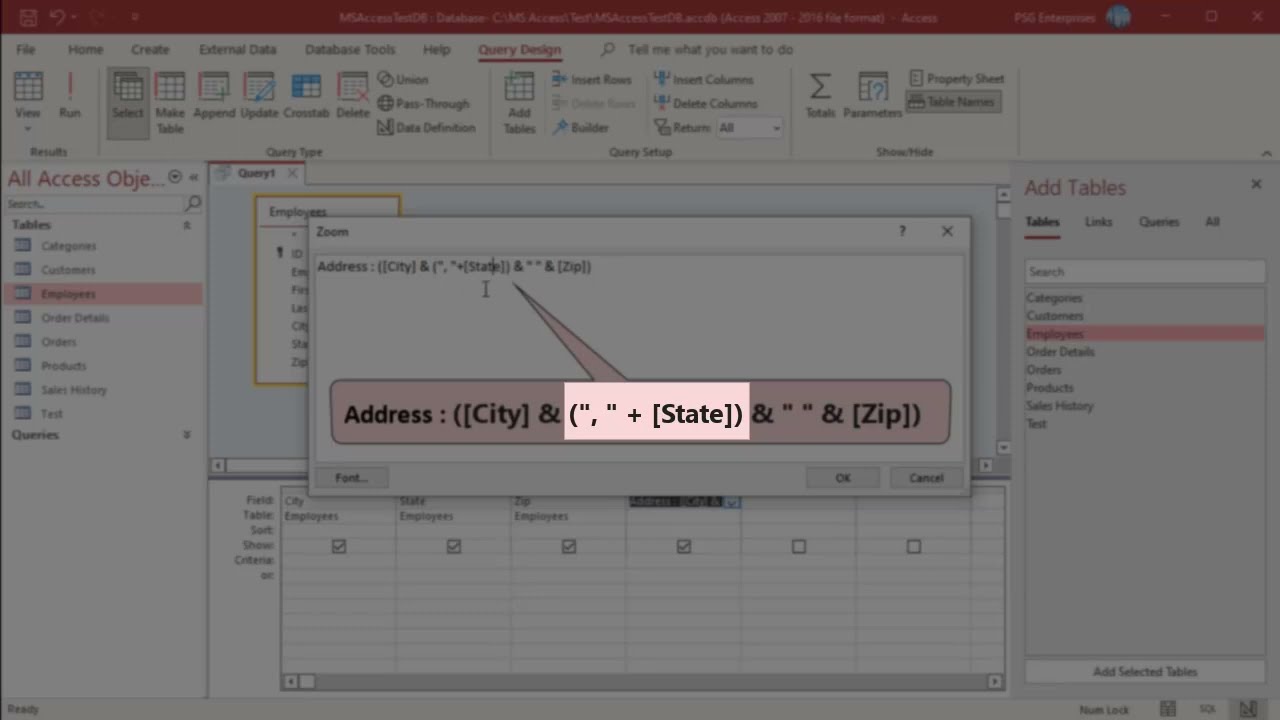 Concatenating Field Values in a Query in MS Access - Office 365