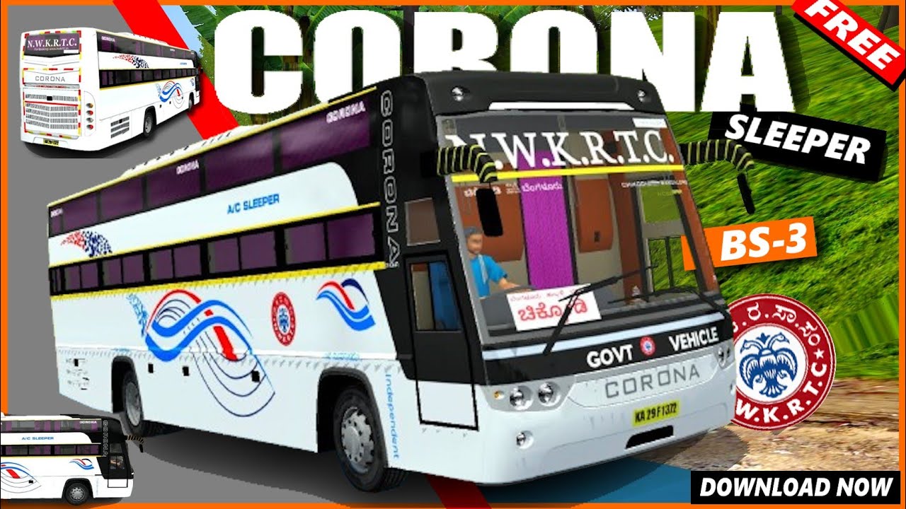 New Realistic NWKRTC Corona BS-3 AC Sleeper Bus Mod | Release | Password In Video | KRB2002