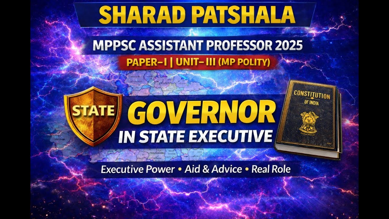 MPPSC Assistant Professor Exam 2025 | Paper 1 Unit 3 | MP Polity: Governor (Part A)