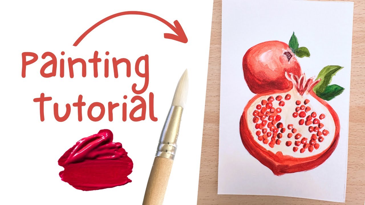 How to Paint a Pomegranate With Acrylic Paint Step by Step Tutorial