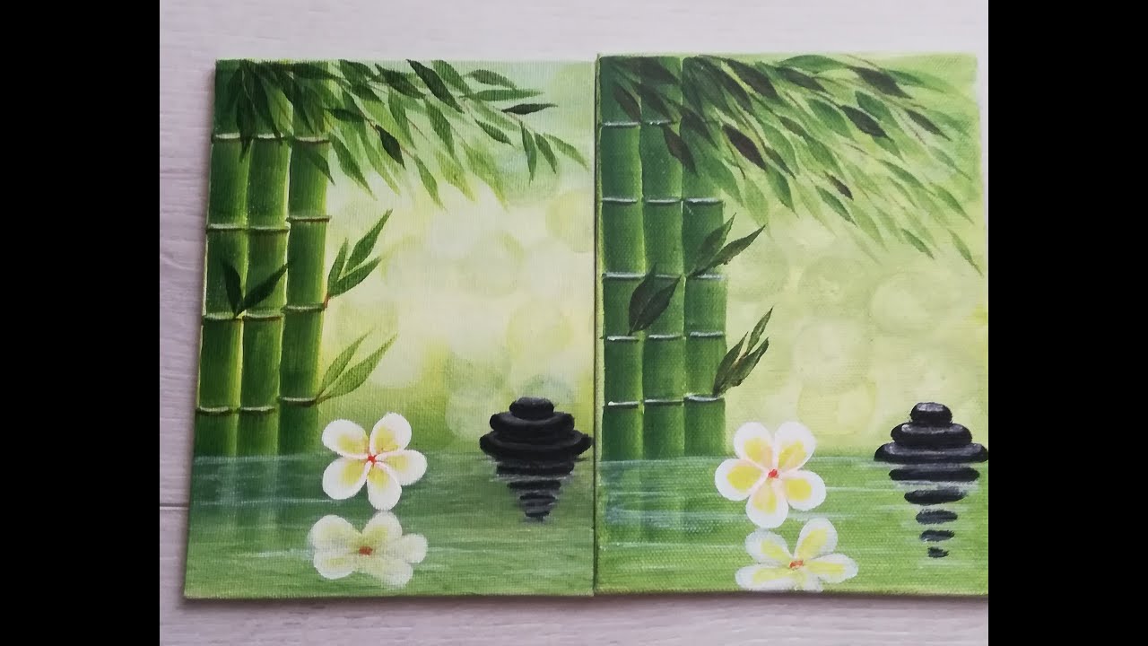 Bamboo painting tutorial for beginners | How to paint acrylic bamboo | blurry background #viral