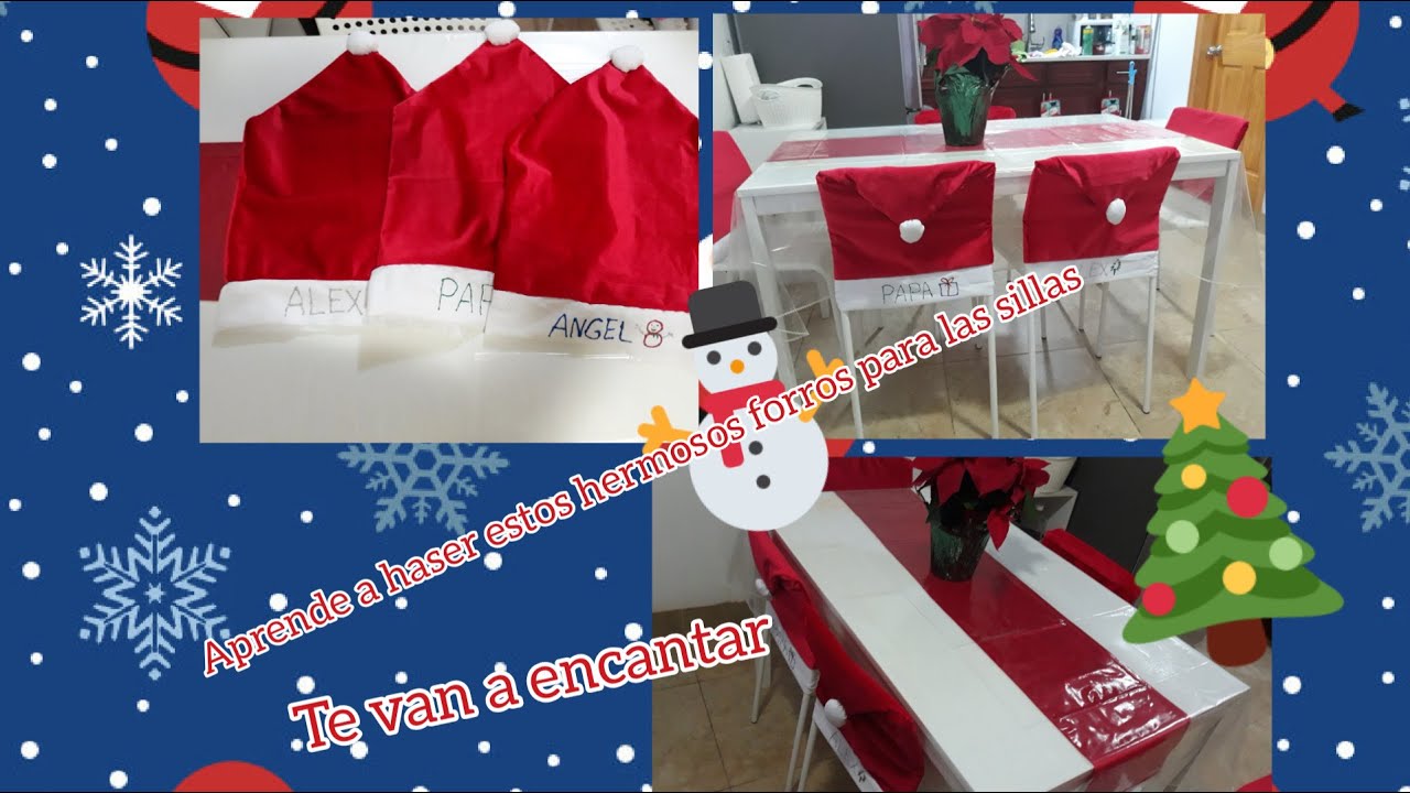 como hacer forros para sillas de navidad