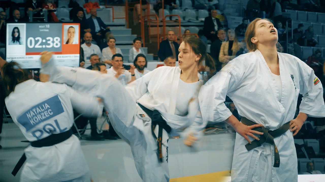 Lithuanian kyokushin karate, kumite Ieva, Marija 2022 Tarnów, Poland