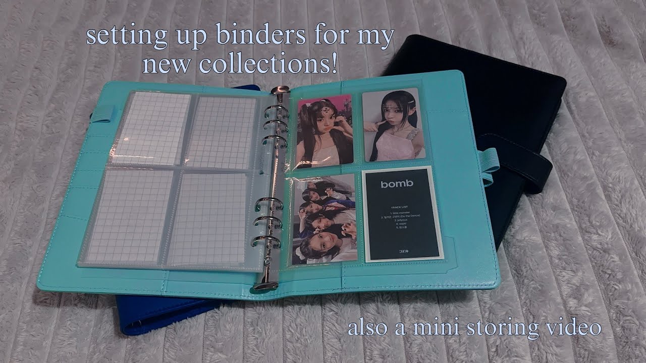 setting up a5 binders for le sserafim, illit, ive, & meovv (+ some storing!) 🪼🫧🤍