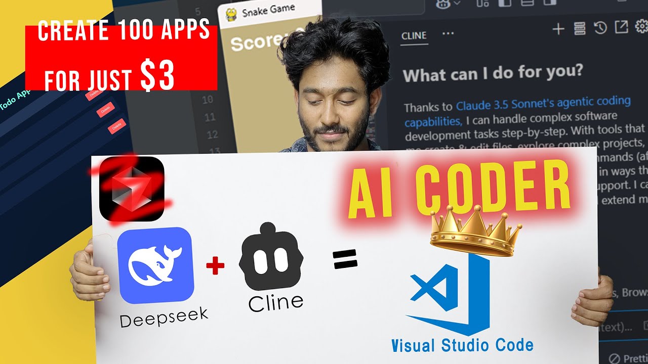 100 приложений за 3 доллара 🚀 Создайте программу для ИИ в VS Code с помощью Cline + DeepSeek (сам...