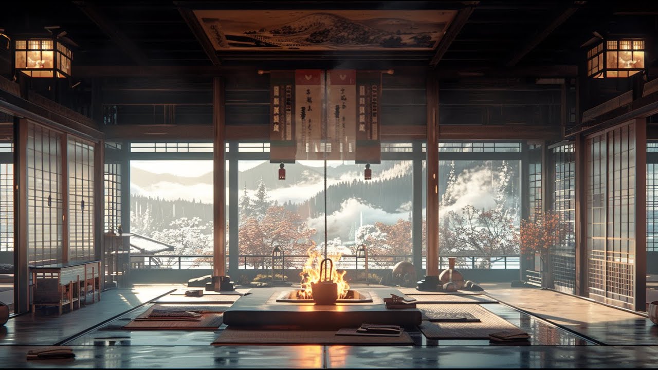 Background Music for Study Work Sleep | Winter Relaxing Japanese Fire Sounds