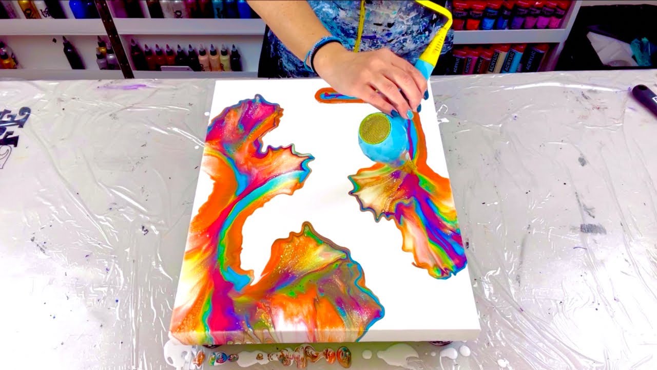 # 562 - 💥 EXPLOSION Of Colors!  Acrylic Pouring Blow Out!