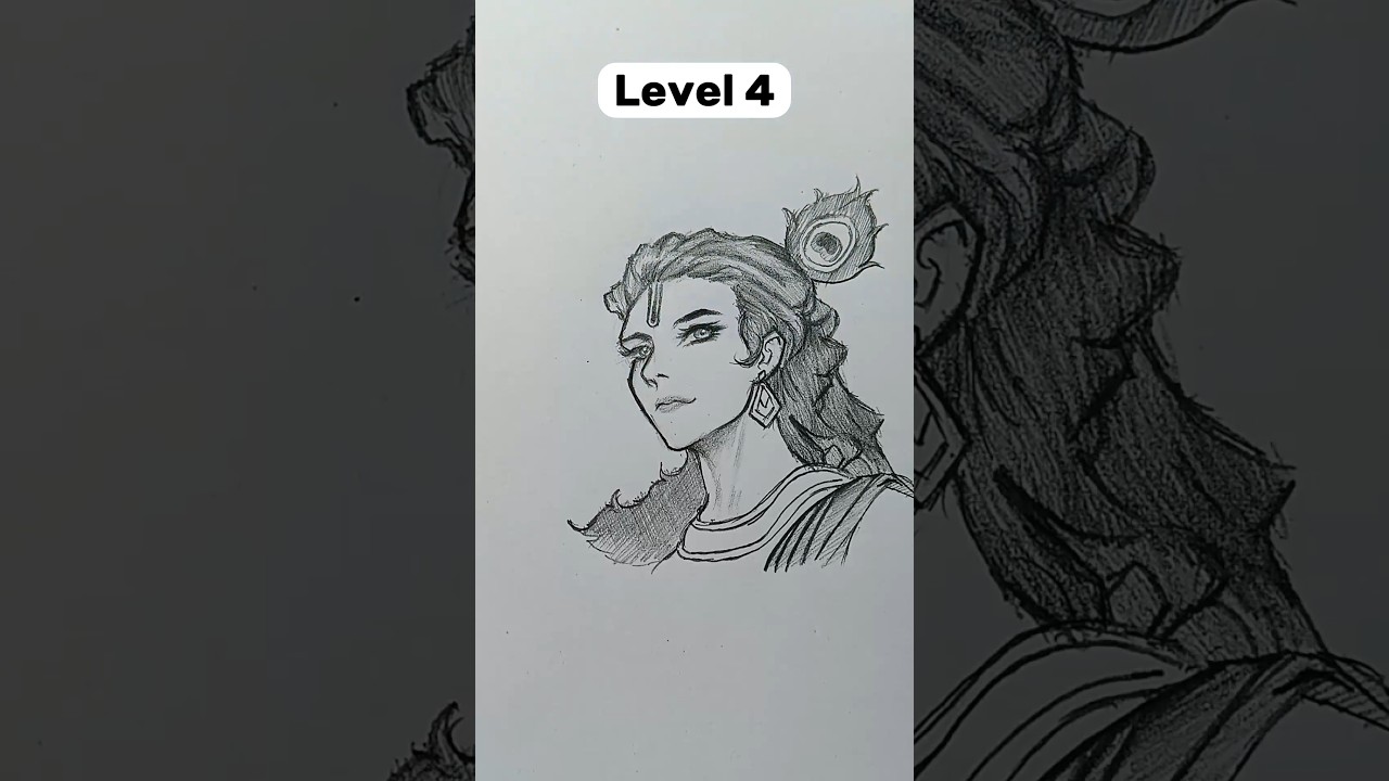 How to draw Krishna in levels #drawing #krishna