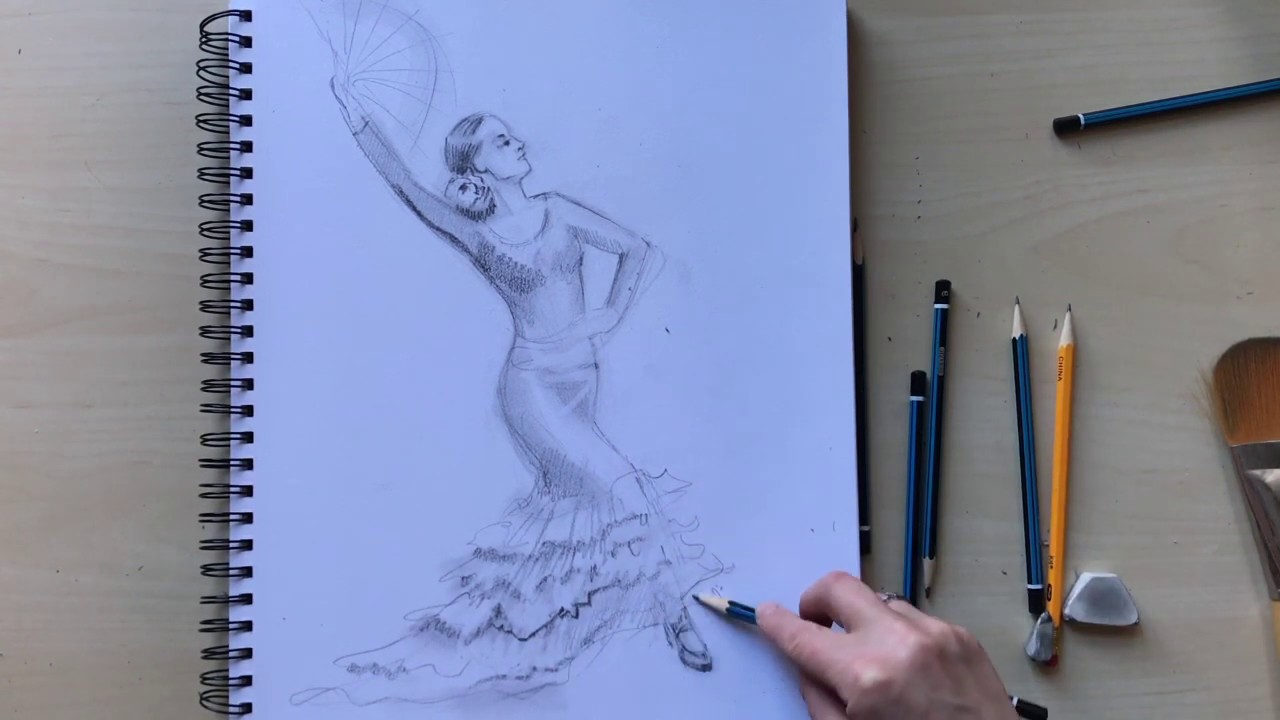 How to draw a flamenco dancer. Drawing together with Natalka Barvinok.