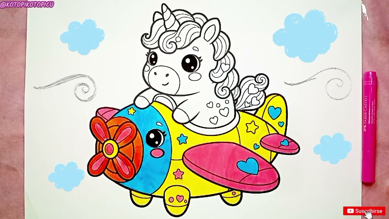  ¡Dando vida a un Unicornio Piloto! 🌈✨ Arte fácil para todos. #colorearparaniños #coloringforkids 🦄 