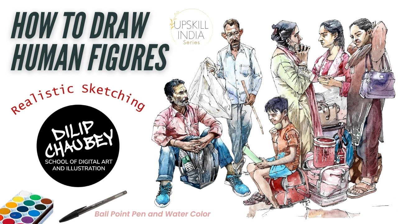 Mastering Line and Wash | Ball Pen with Watercolor by Dilip Chaubey | Upskill India