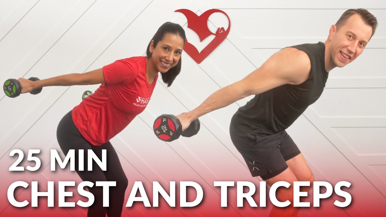 25 Min Chest and Triceps Workout with Dumbbells at Home - Chest and Tris Exercises for Women & Men