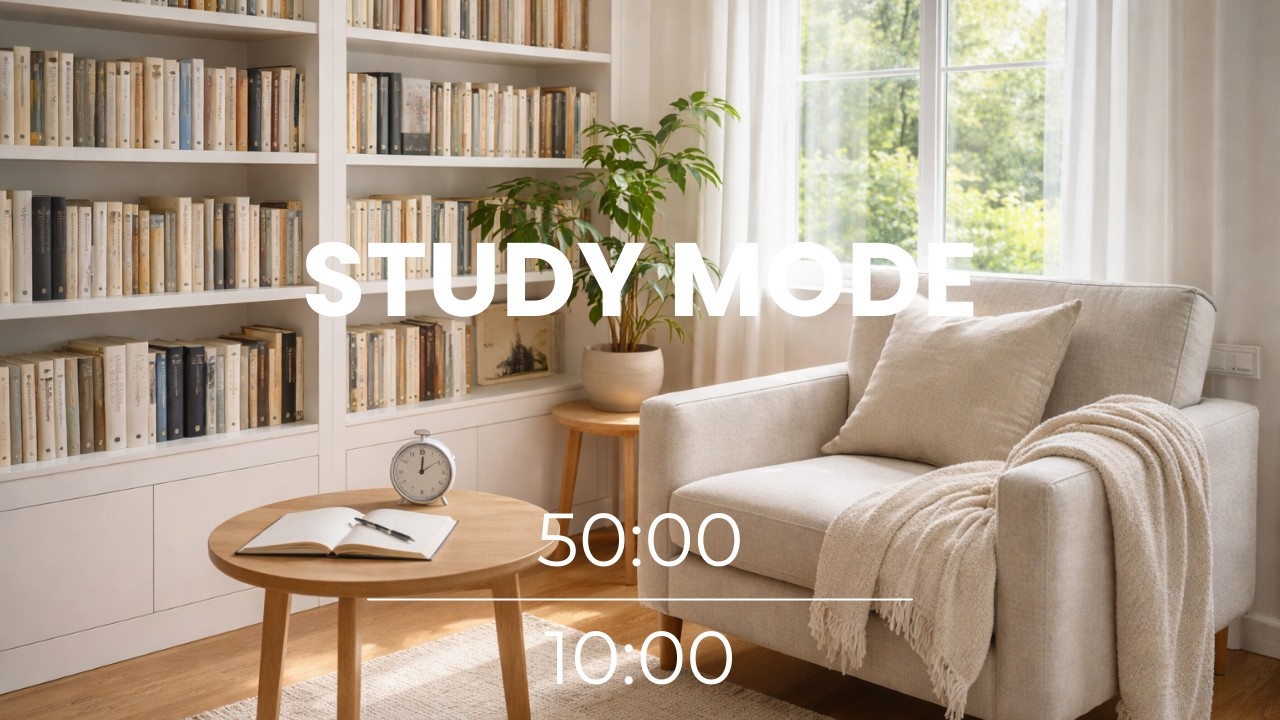 50/10 Focus Session – Calm Piano Study Ambience In A Library Nook
