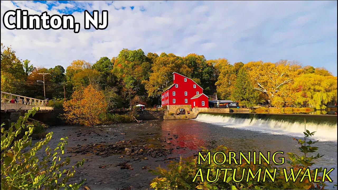 Autumn Morning Walk in Clinton, New Jersey | Scenic Small Town Tour