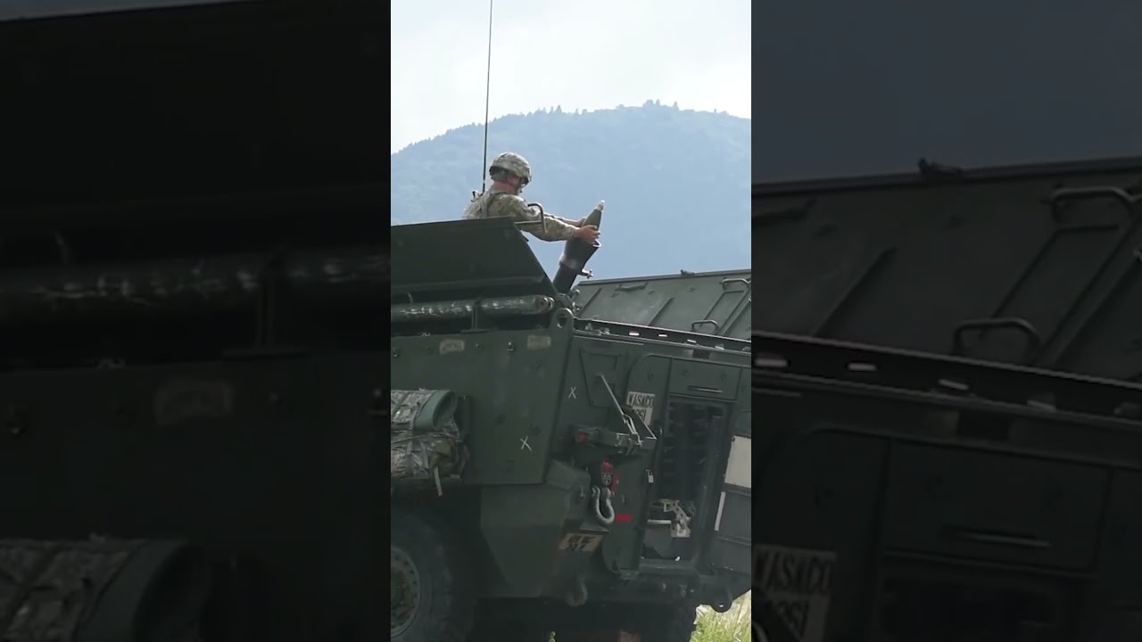 The armored vehicle launched a mortar attack #shorts #military