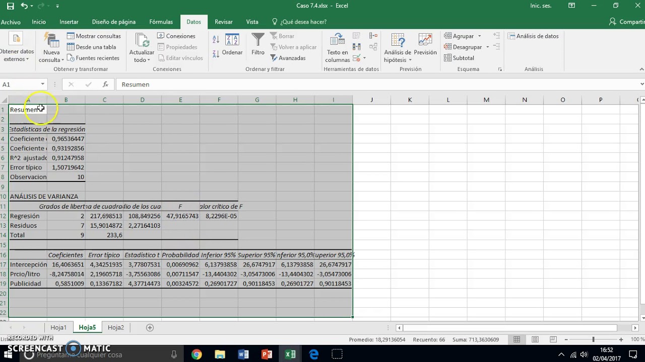 Análisis de regresión lineal múltiple con Excel