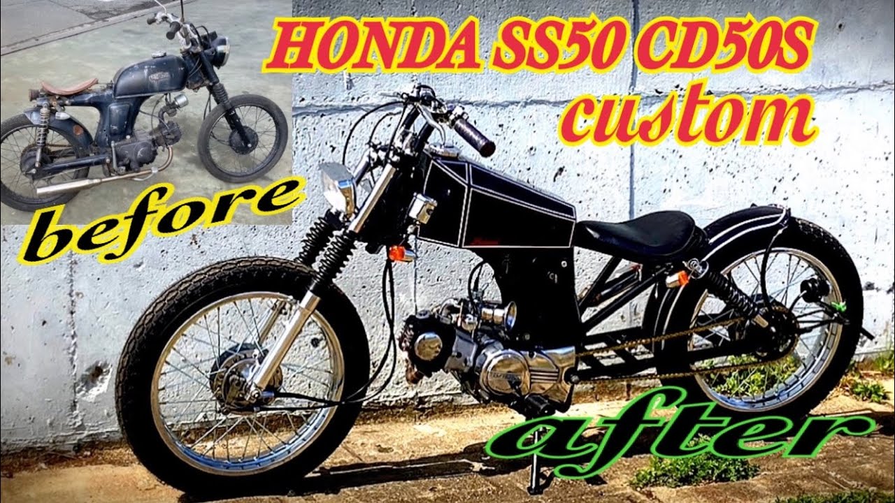♯4 不動車ベンリィ50 CD50フルカスタム&エンジンチューニングしてみた Chopped custom timelapse build HONDA ss50 ベンリィ50 CD50S