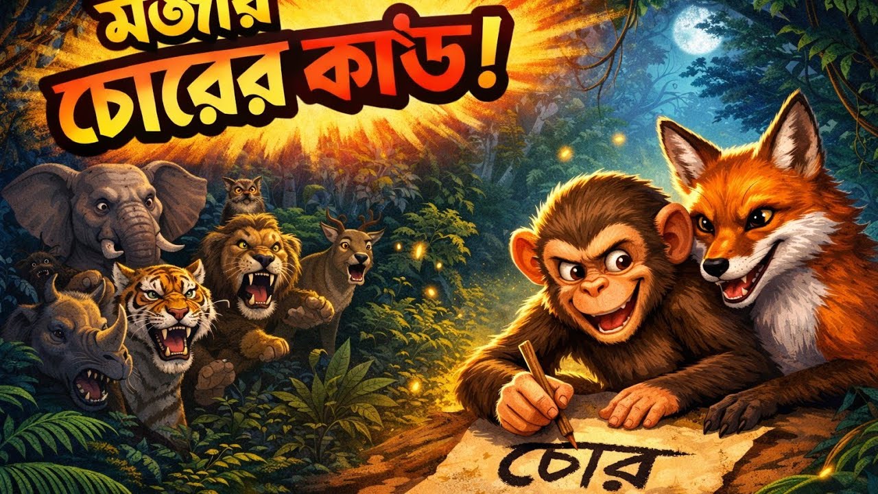 মজার চোরের কান্ড!#cartoon#vairal#tandingvidio#popular##monky#fox#animals 