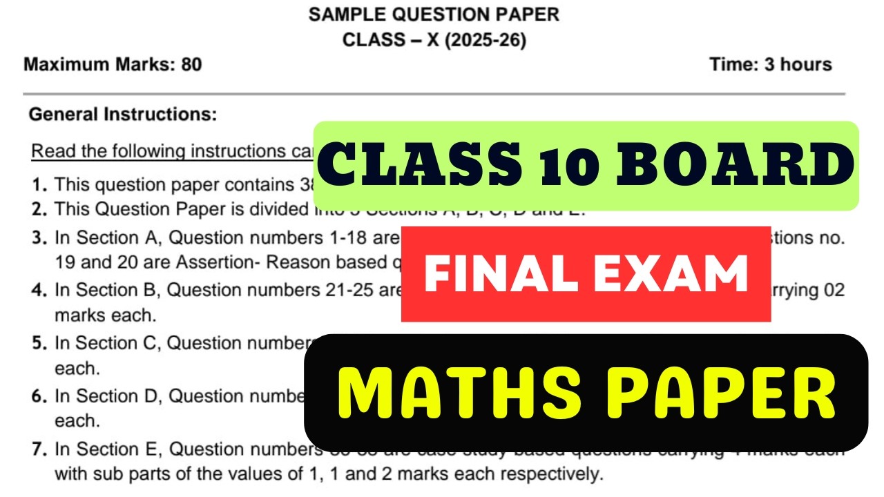 Class 10 Maths Board Question Paper || Cbse Sample Paper 2025-26 #class10maths