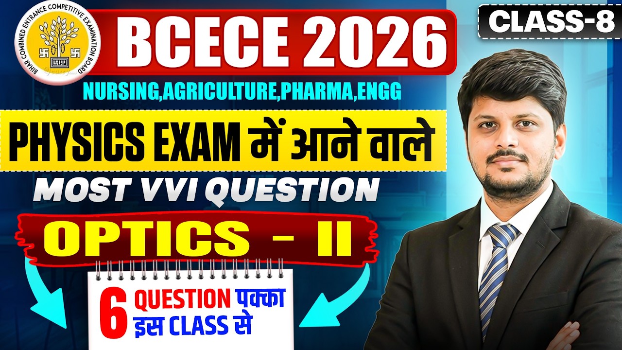 BIHAR BCECE 2026 || PHYSICS - OPTICS - II  VVI MCQ || SELECTION SERIES || CLASS-08 || BCECE 2026 ||