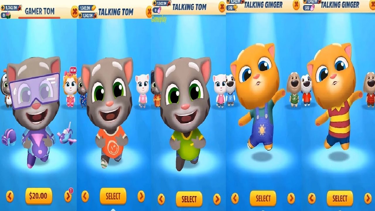 Talking Tom Gold Run PARTY PARADE VS Lava Escape CycleTour Gamer Tom Tom VS GINGER Old VS New outfit