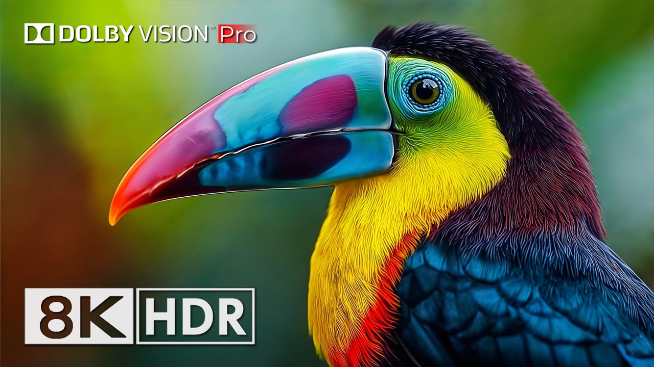 8K BIRDS - Most Colorful Birds in The World in 8K ULTRA HD - Relaxing Nature Music ( 8K & 4K TV )