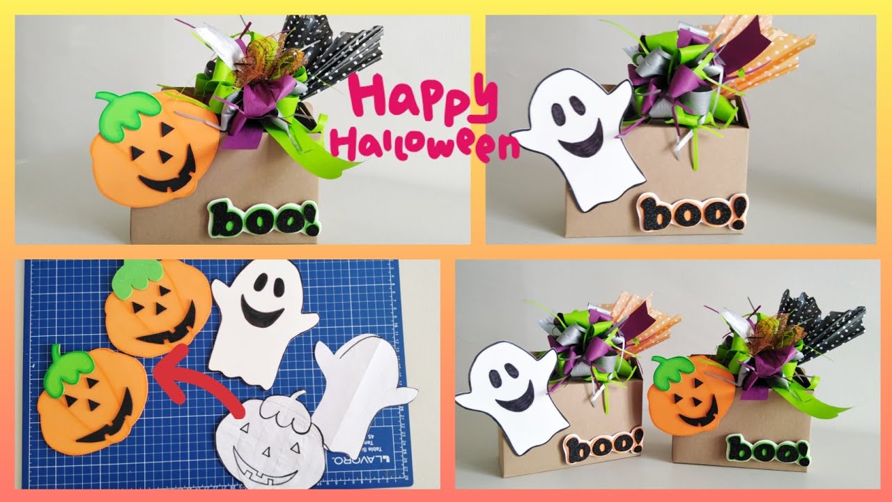 Cajita dulcera para Halloween * Como hacer calabaza de fomi * Como hacer fantasma de goma eva