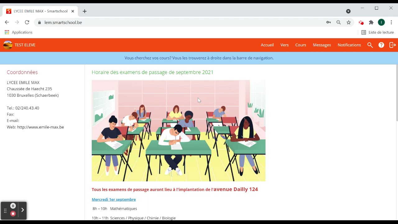 Tutoriel Smartschool - présentation générale sur un ordinateur