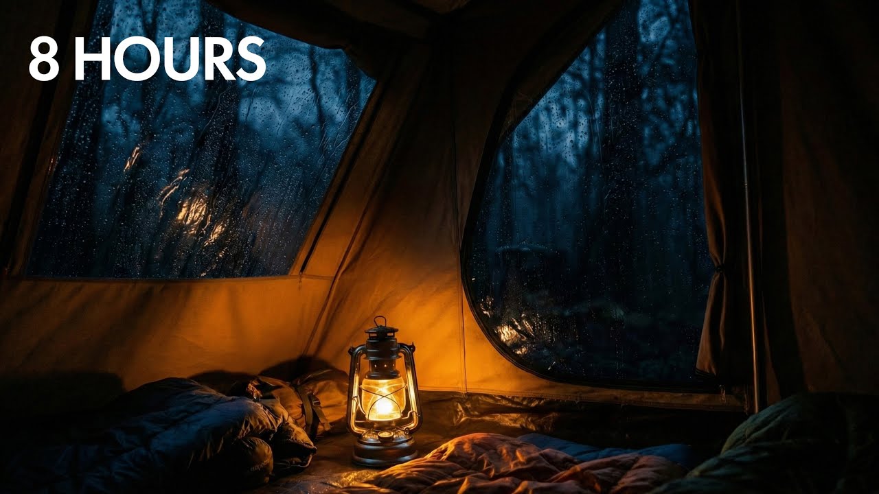 Cozy Camping in Heavy Rain Storm | Rain on Tent Sounds for Sleep (8 Hours)