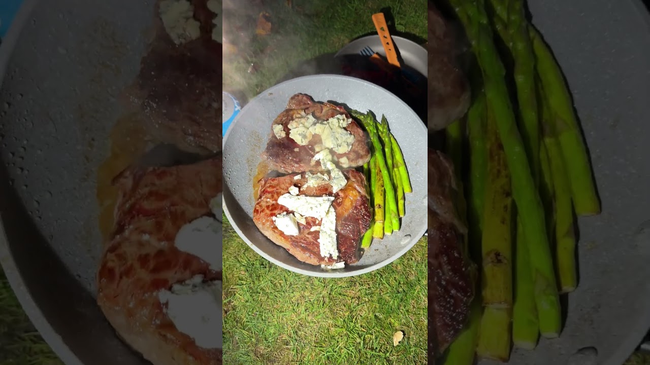 Steak night 🥾🌳 #cooking #outdoors